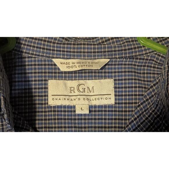 RGM Chairman Collection Men's Blue Plaid Long Sleeve Button Down Shirt Size L - Picture 3 of 7